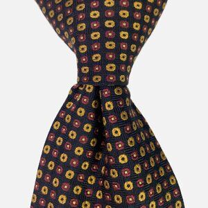 Luciano Barbera Necktie Tie Brown Silk Italy Geometric Foulard Designer